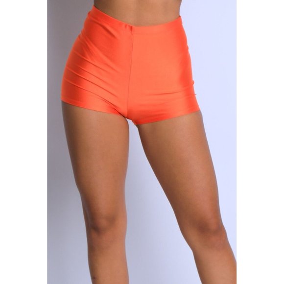 Boutique Pants - Women High Waist Shiny Tricot Stretchy Skinny Rave Dance Yoga Biker Shorts S M L